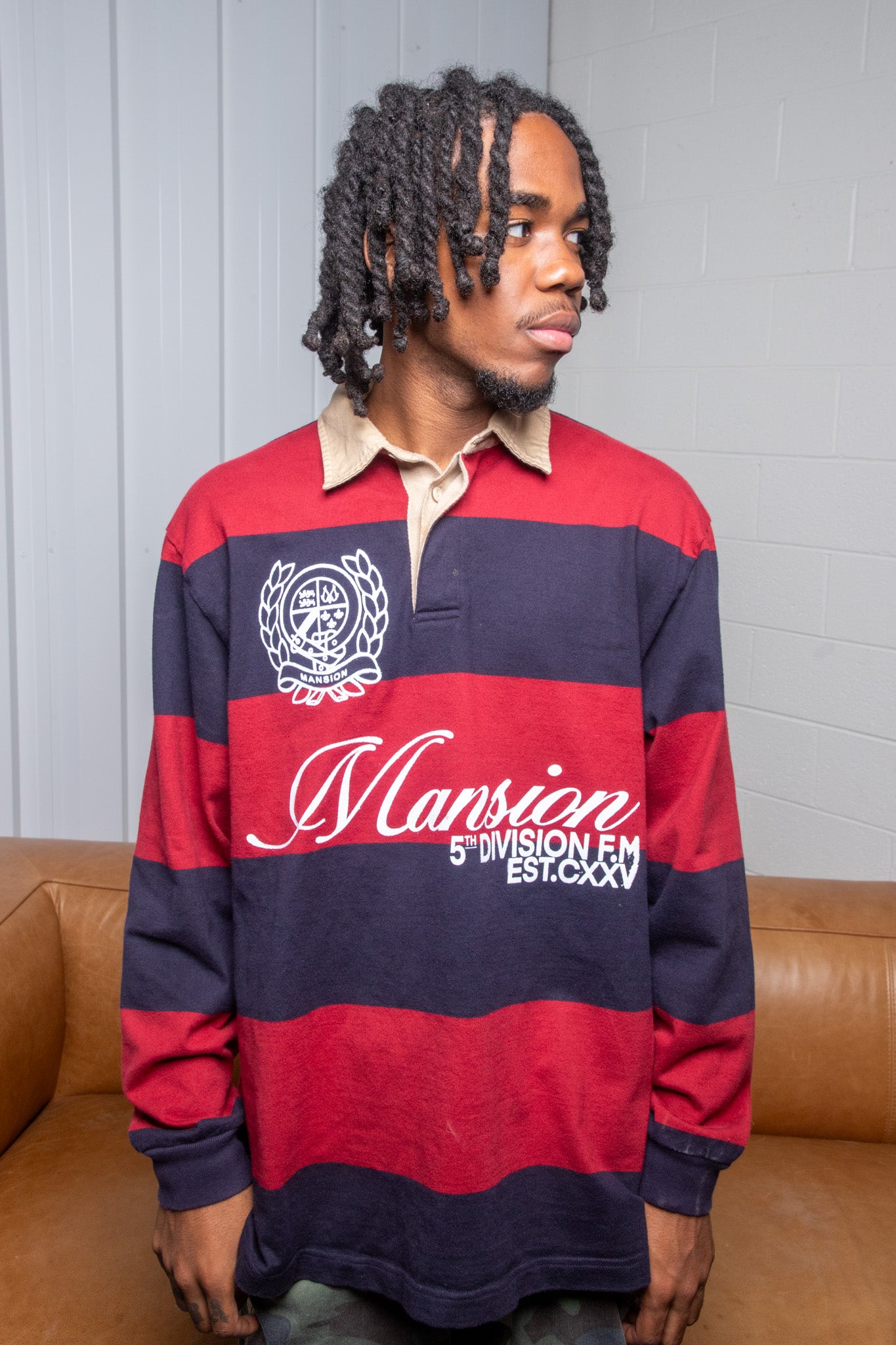 Navy & Red Striped Polo