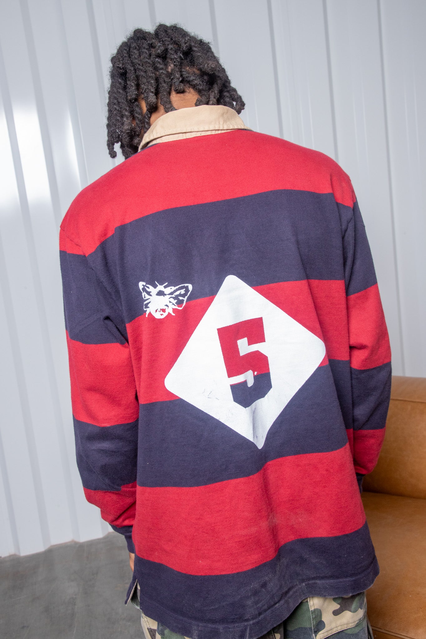 Navy & Red Striped Polo